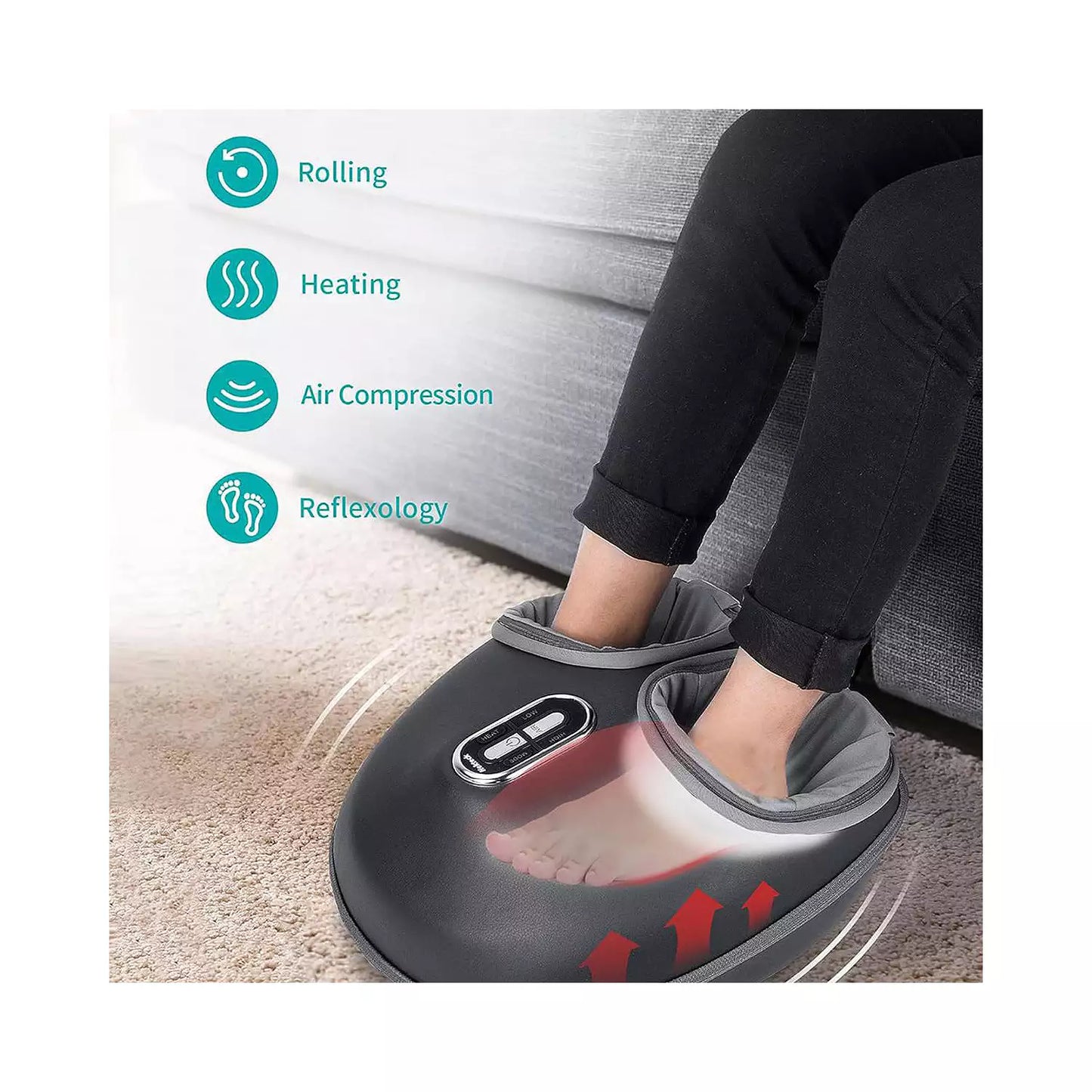 Nekteck Foot Massager Heating Therapy Air Compression Shiatsu Knead Roller Muscle Relaxation Electric Foot Massage Machine